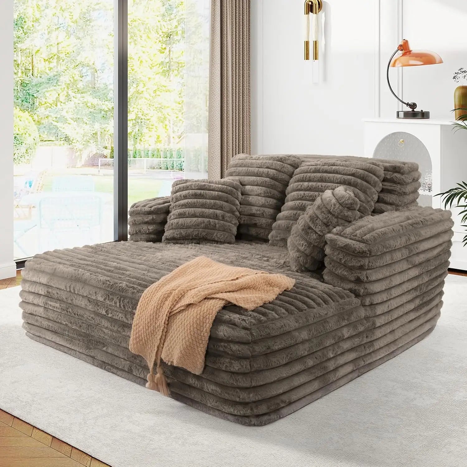 Fluffy Oversized Plush Chaise Lounge
