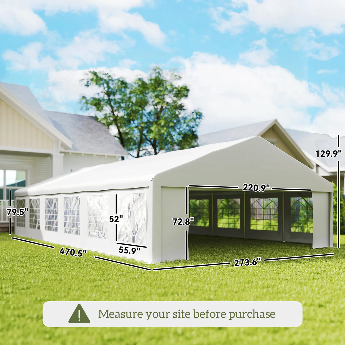 23' x 39' Party Tent and Heavy Duty Carport with Twelve Windows