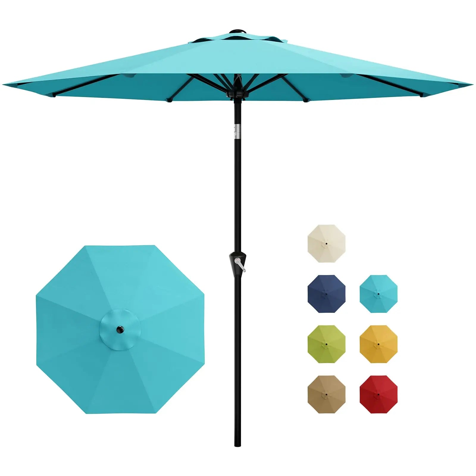 9FT Patio Umbrella With Crank & Tilt, Outdoor  UV Protection Waterproof