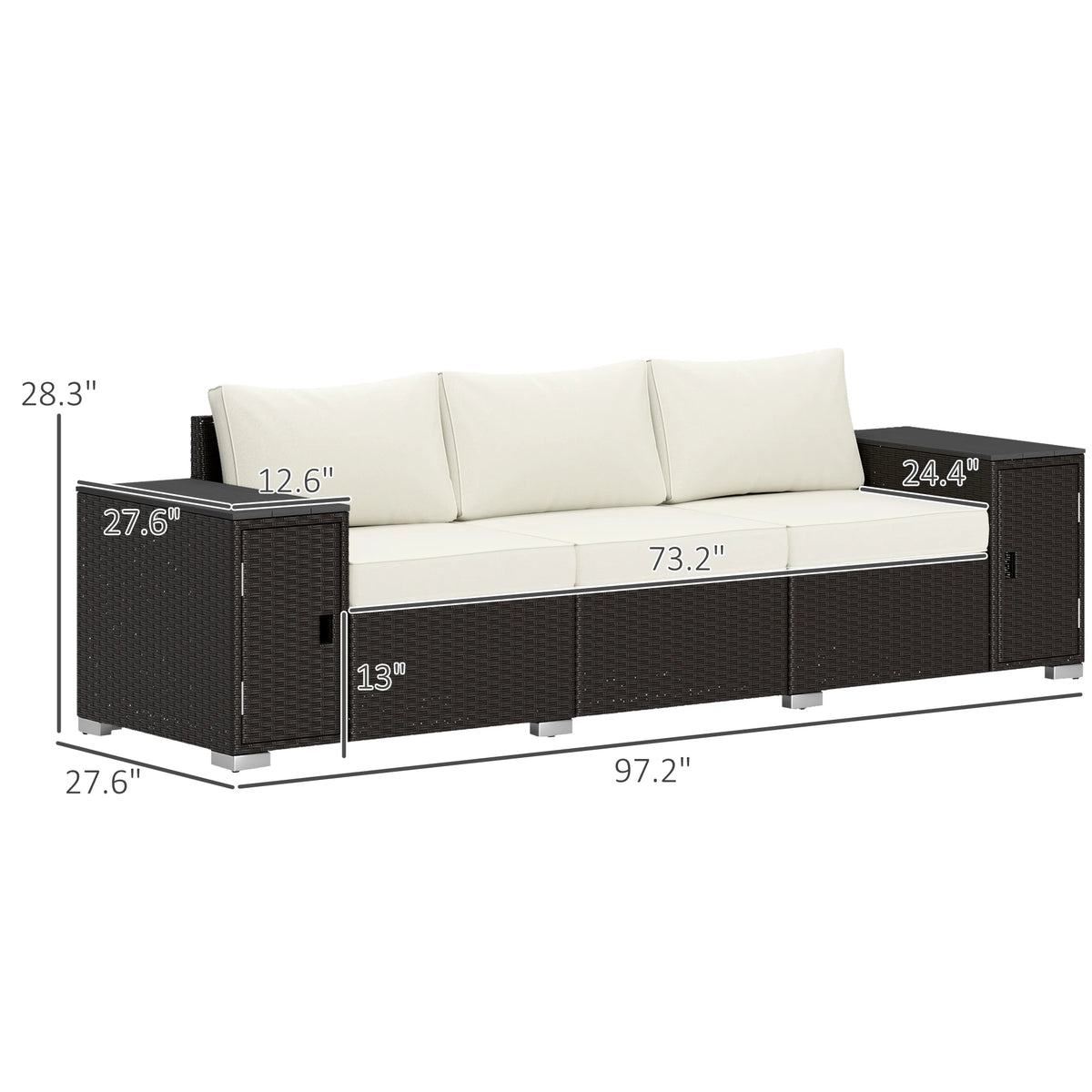 Wicker Outdoor Couch with Storage
