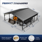 20×20 FT Heavy duty Galvanized Steel Carport