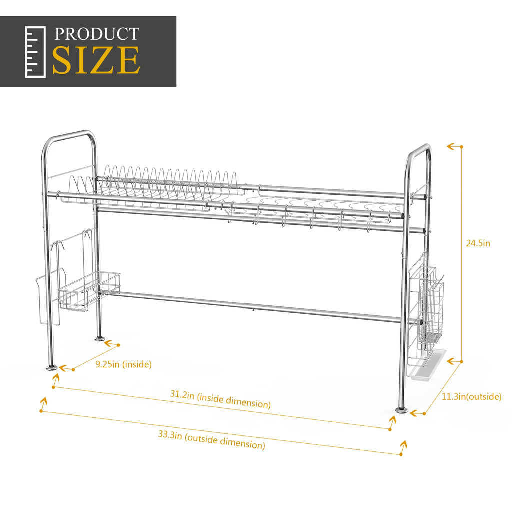2Tier Dish Drying Rack Stainless Steel