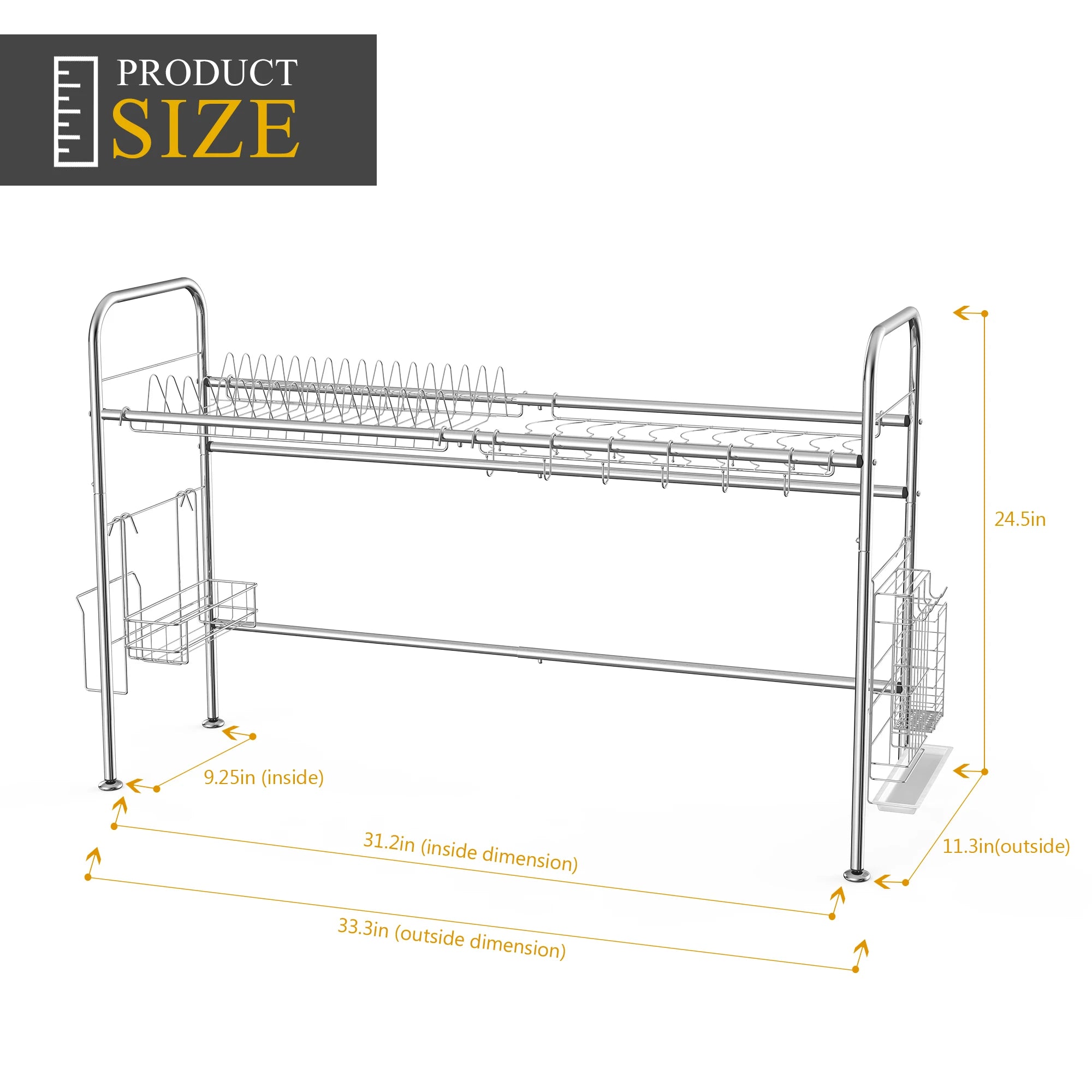 2Tier Dish Drying Rack Stainless Steel
