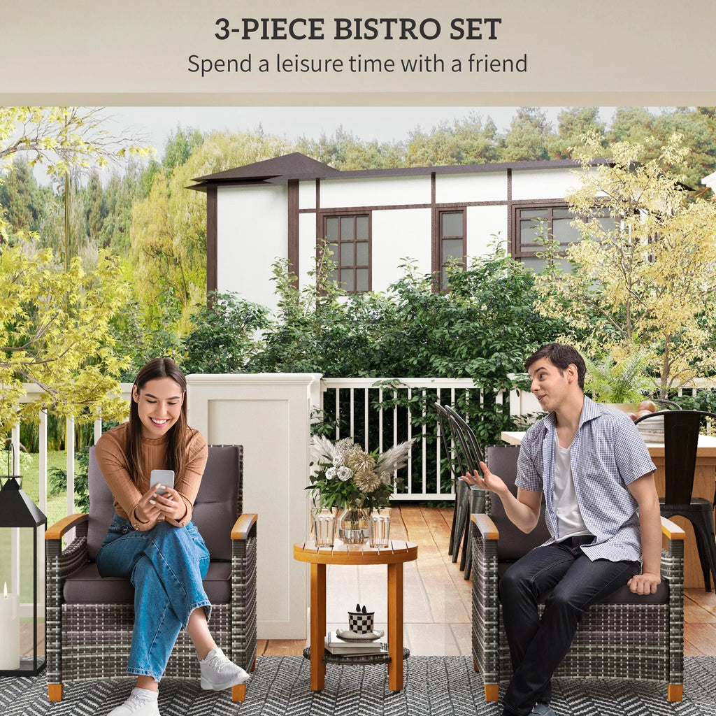 3 Pieces Wicker Patio Bistro Set