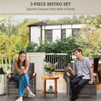3 Pieces Wicker Patio Bistro Set