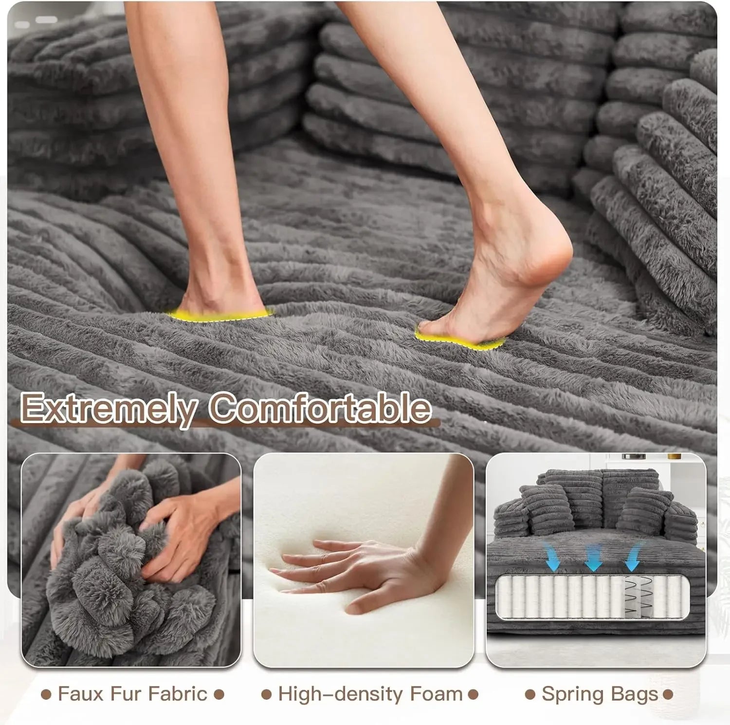 Fluffy Oversized Plush Chaise Lounge