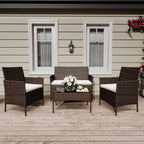 4 Piece Rattan Patio Furniture Set