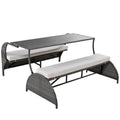 Outdoor Rattan Loveseat Convertible Picnic  Table