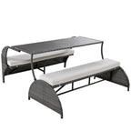 Outdoor Rattan Loveseat Convertible Picnic  Table
