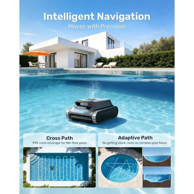 Gosvor LiteVac G1 Pool Vacuum, Wall & Waterline Cleaning, Double Filtration, 150-Min Battery Life for Smart Mode,