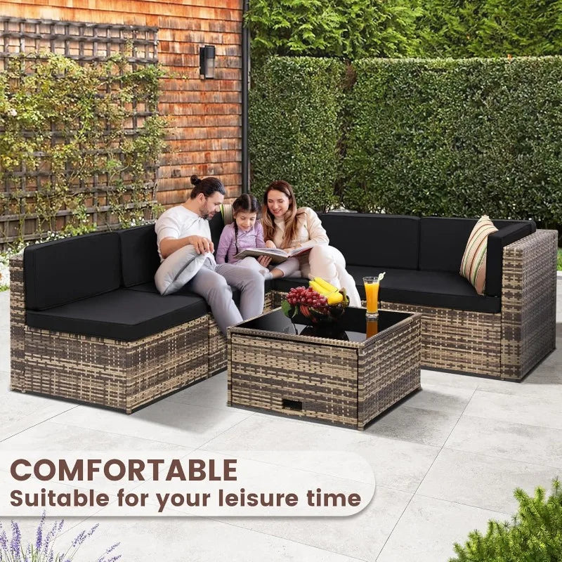 8 Piece Outdoor Wicker Patio Furniture Sectional Set