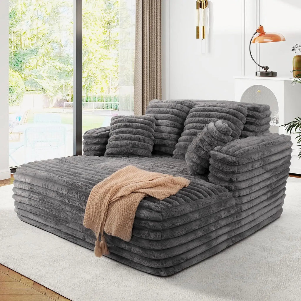 Fluffy Oversized Plush Chaise Lounge