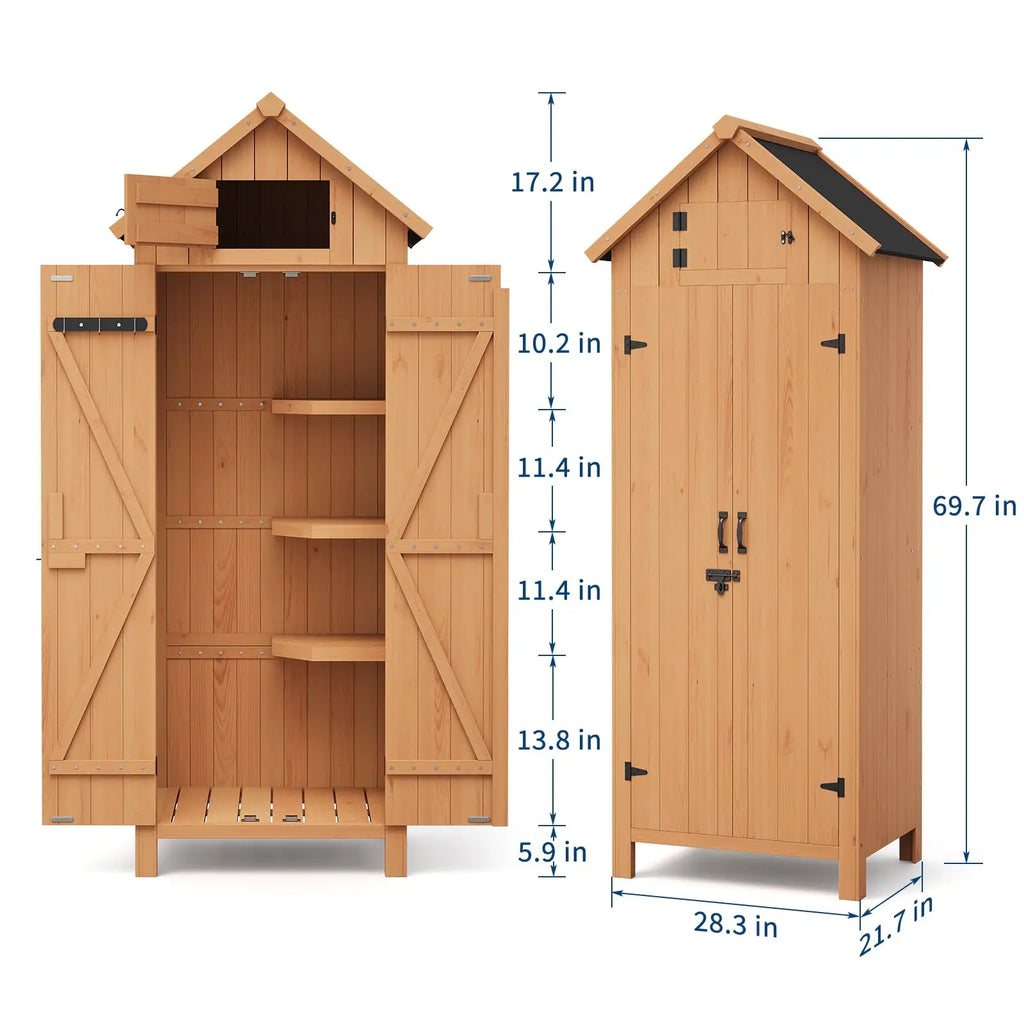 70" Wooden Outdoor Storage Shed