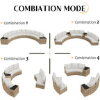 11-Piece Outdoor Wicker Sectional Sofa Set with Storage