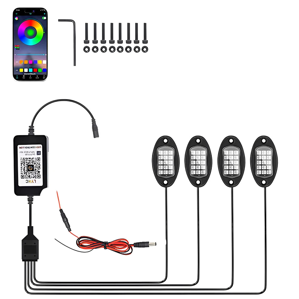 Universal 4 Pods RGB Car LED Rock Lights