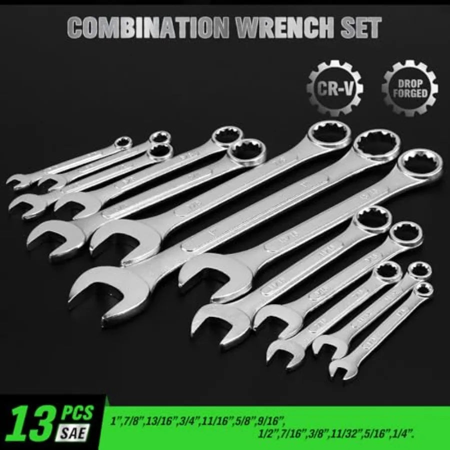 30-Piece Combination Wrench Set, Metric and SAE