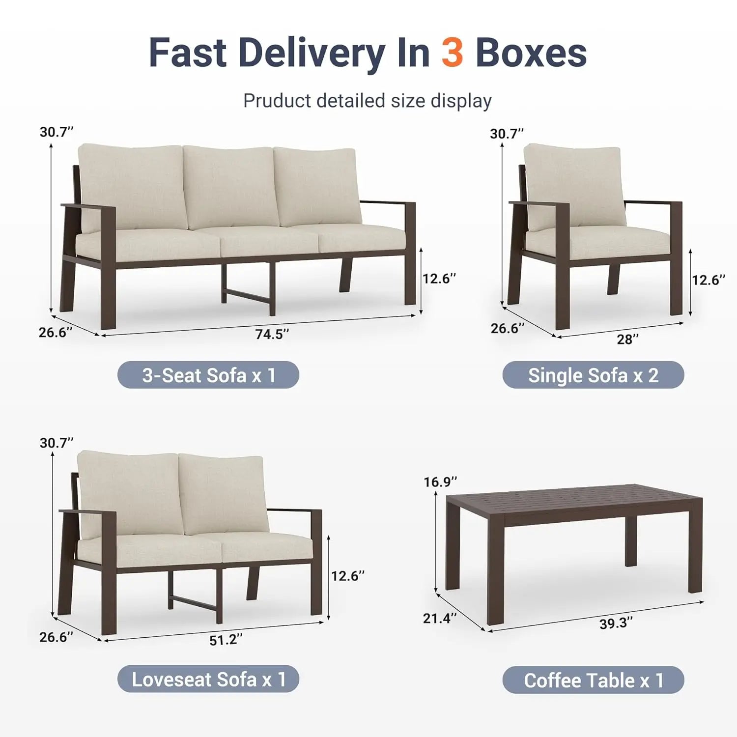 7-Seat Aluminum Outdoor Sectional Sofa Set