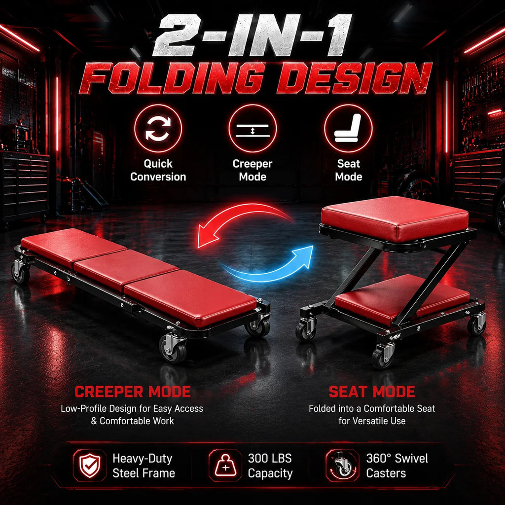 2-in-1 Foldable Rolling Creeper