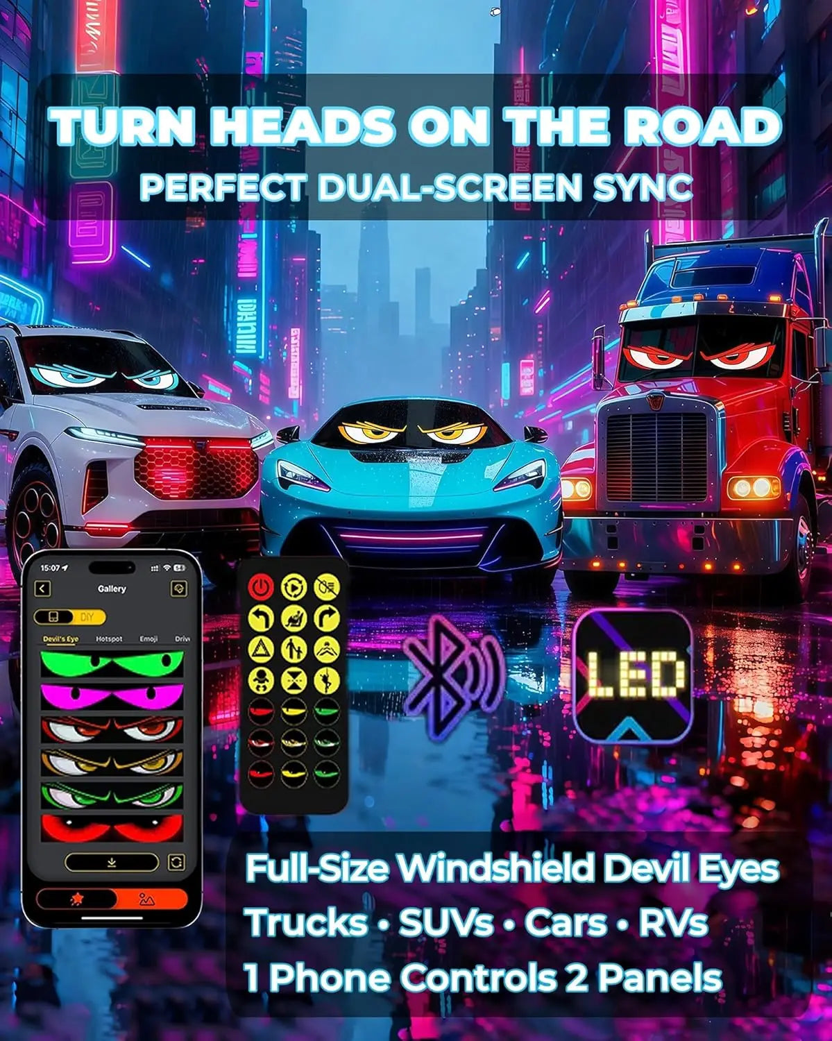 Windshield LED Dynamic Devil Eyes Light