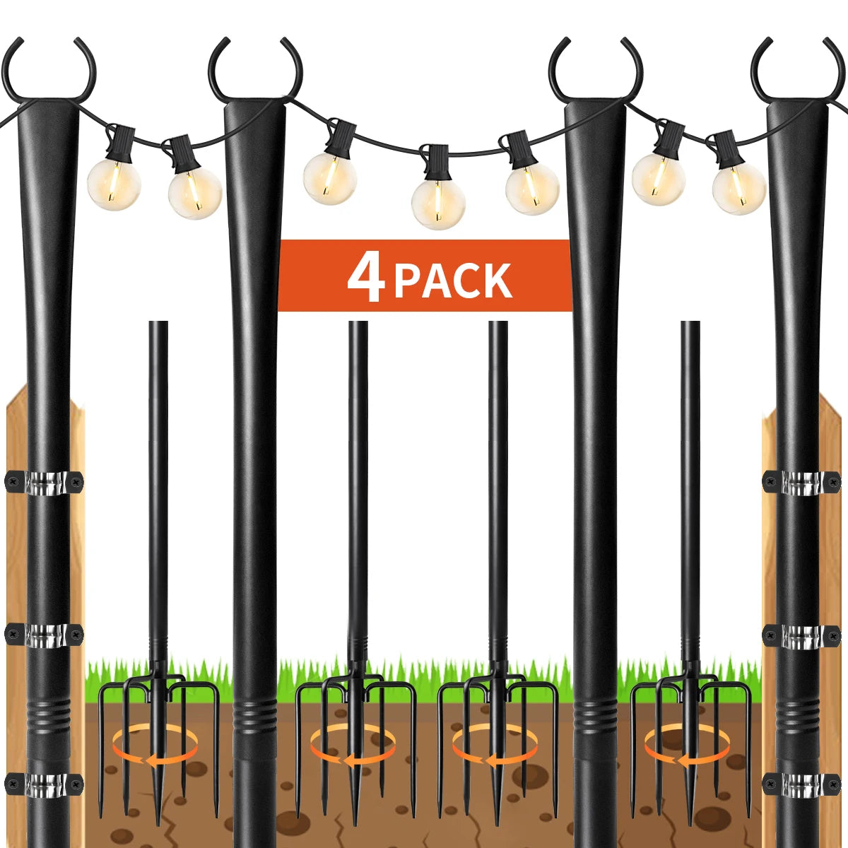 Patio String Lights and Poles