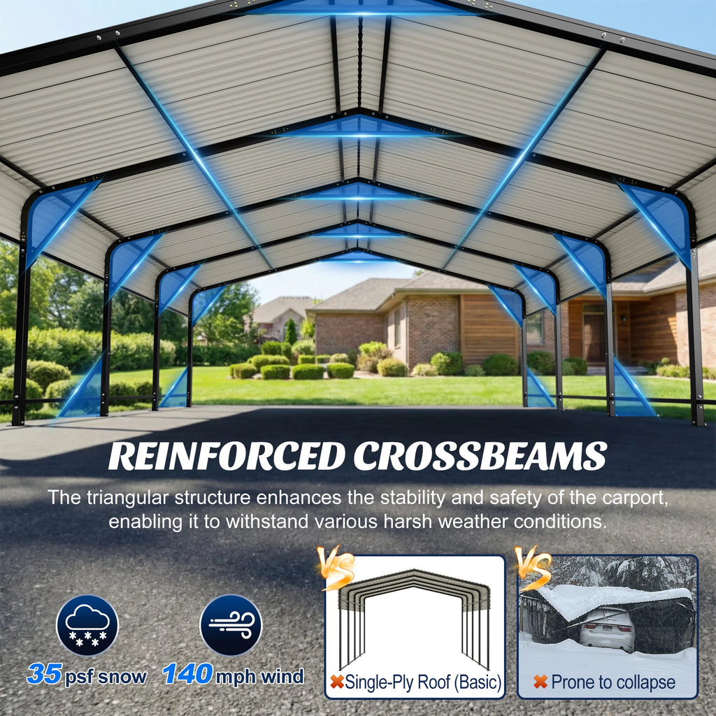 20×20 FT Heavy duty Galvanized Steel Carport