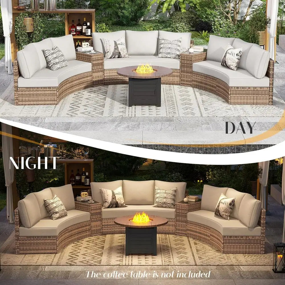 11-Piece Outdoor Wicker Sectional Sofa Set with Storage