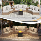 11-Piece Outdoor Wicker Sectional Sofa Set with Storage