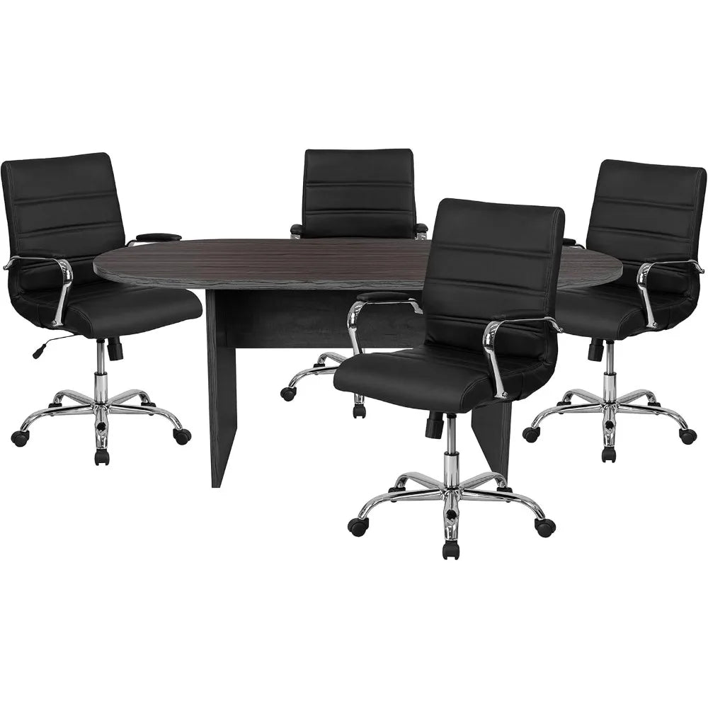 5 Piece Oval Conference Table Set