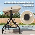 3-Seat Outdoor Porch Swing With Adjustable Canopy