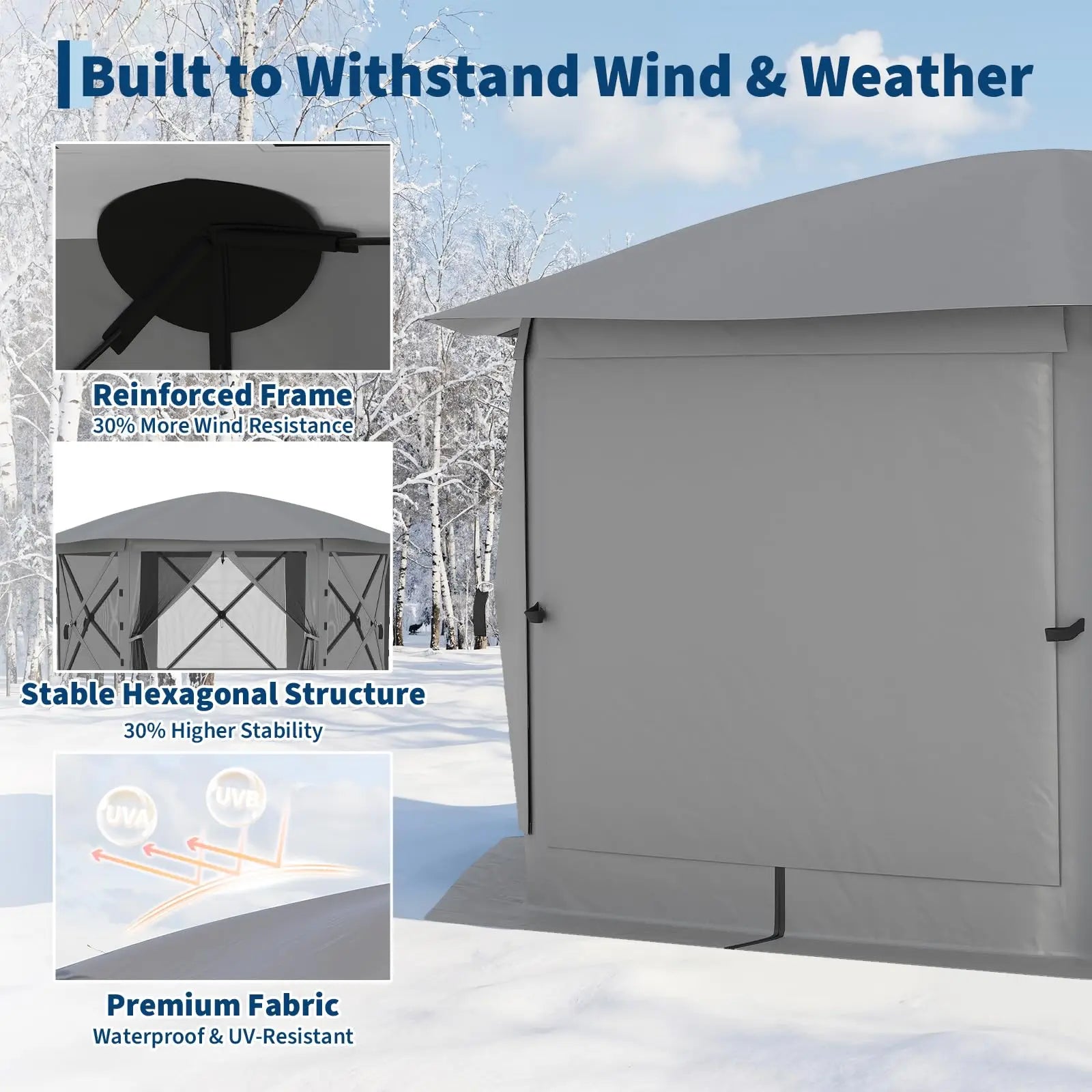 13FT Pop Up Gazebo 6-Sided Outdoor Canopy