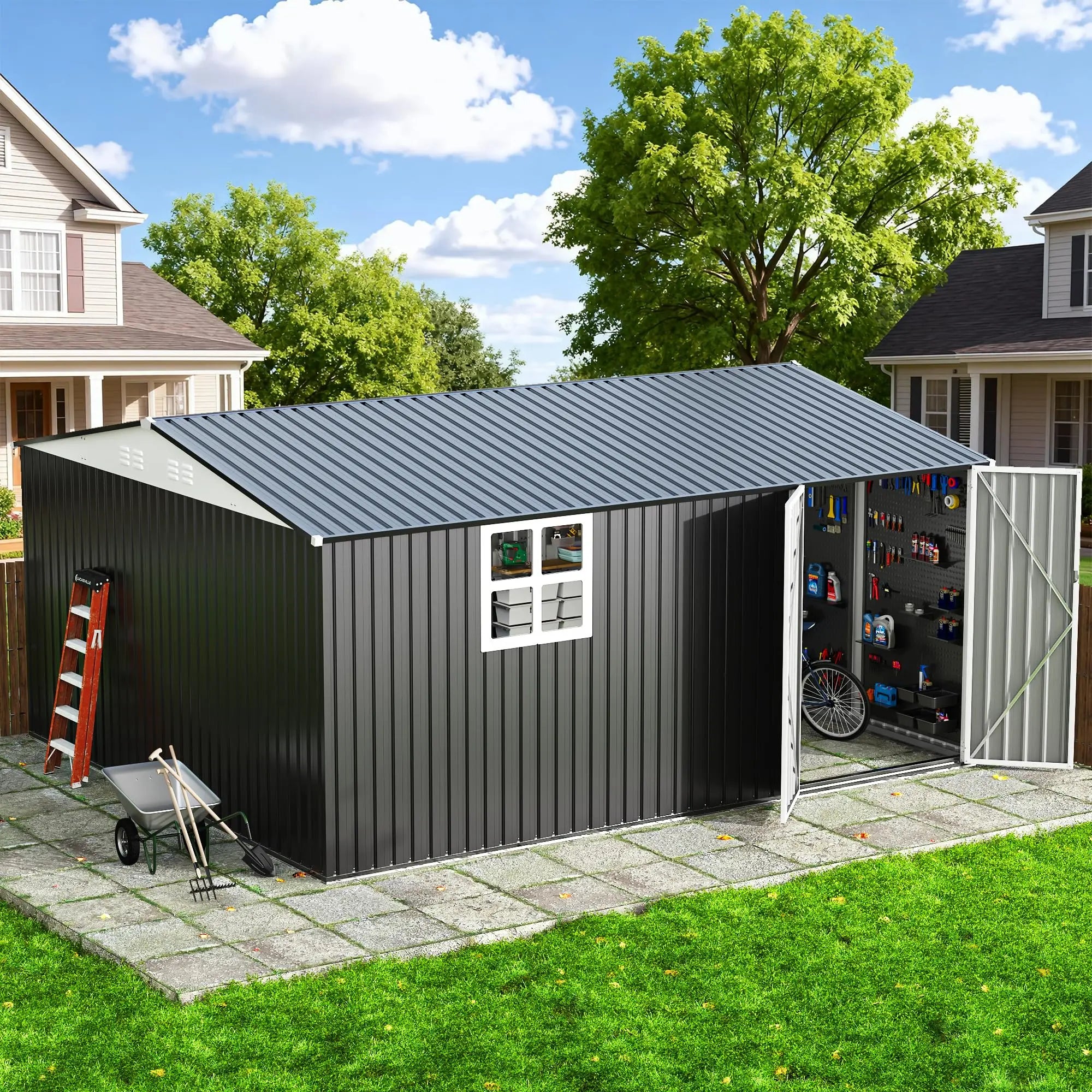 Outdoor Metal Storage Shed with Window
