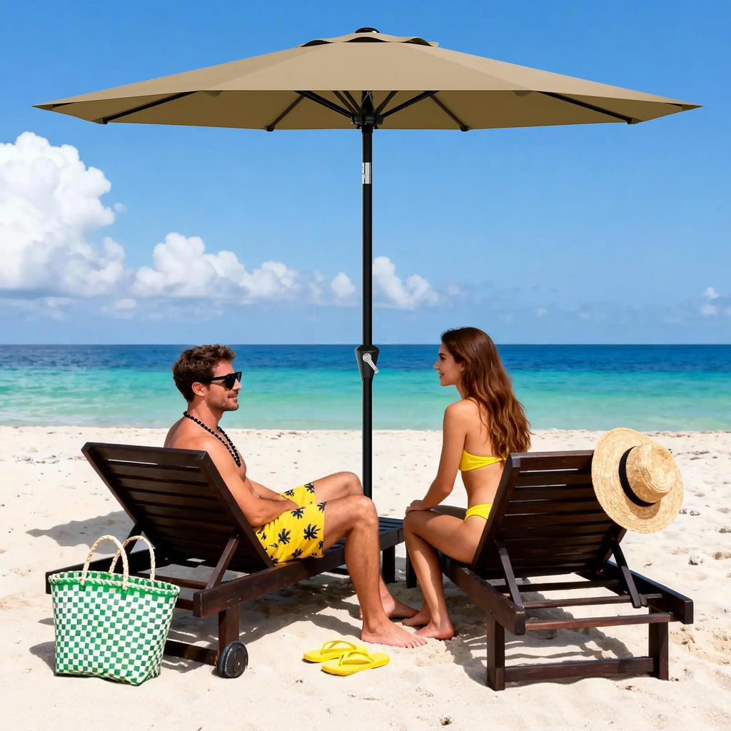 9FT Patio Umbrella With Crank & Tilt, Outdoor  UV Protection Waterproof