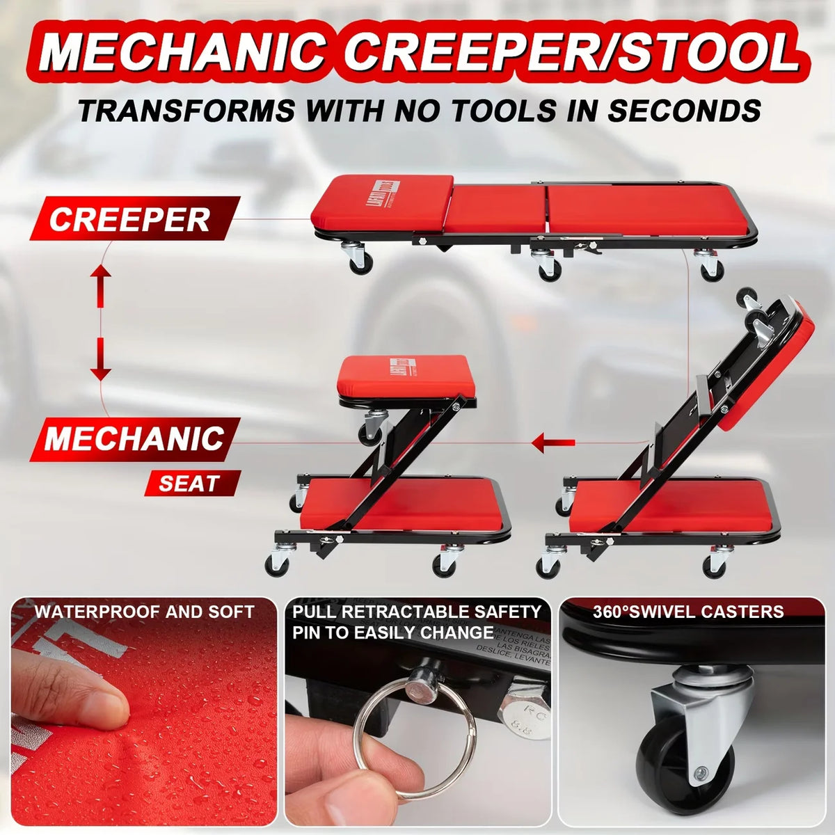2-in-1 Foldable Rolling Creeper