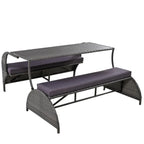 Outdoor Rattan Loveseat Convertible Picnic  Table