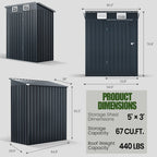 5x3 FT Outdoor Storage Shed