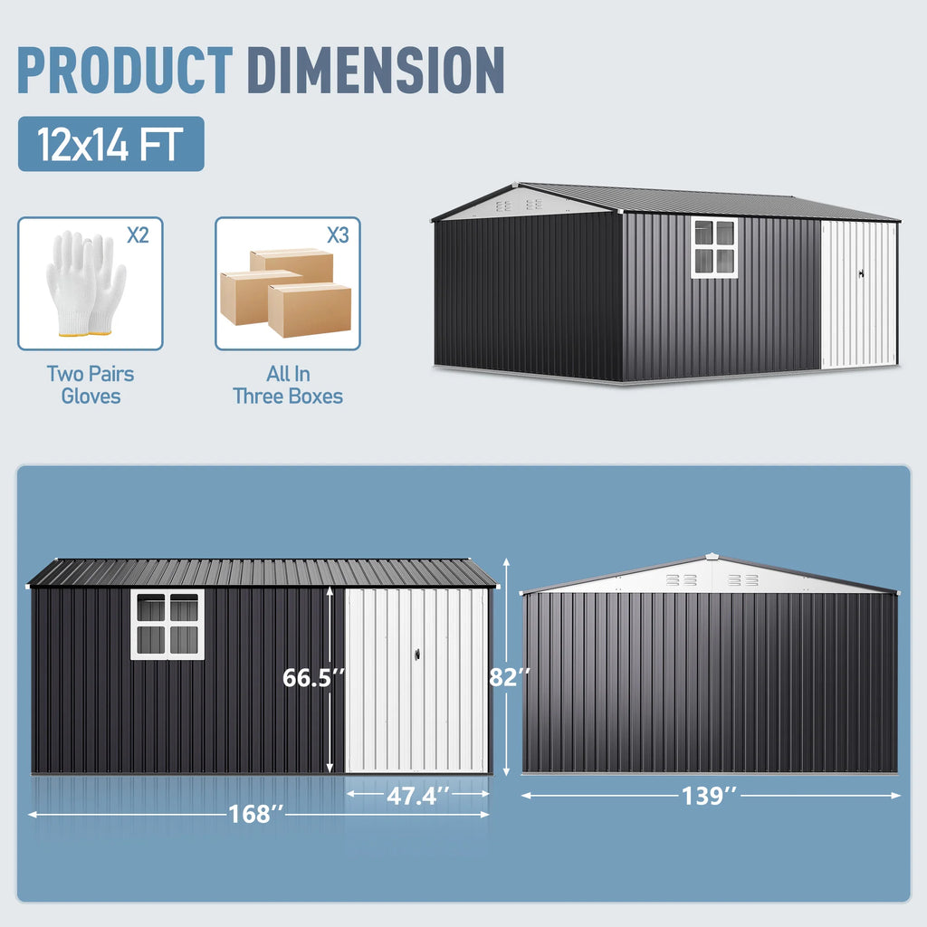 Outdoor Metal Storage Shed with Window