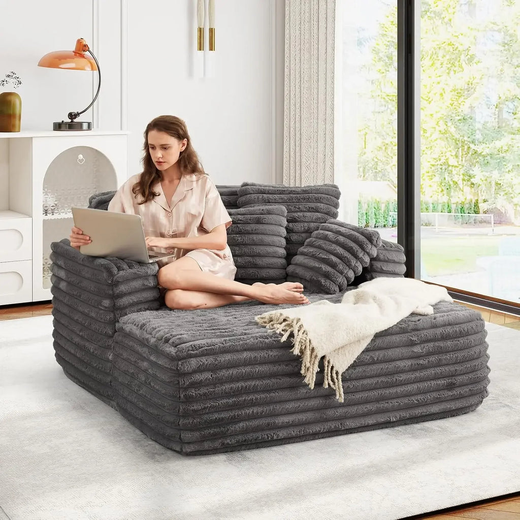 Fluffy Oversized Plush Chaise Lounge