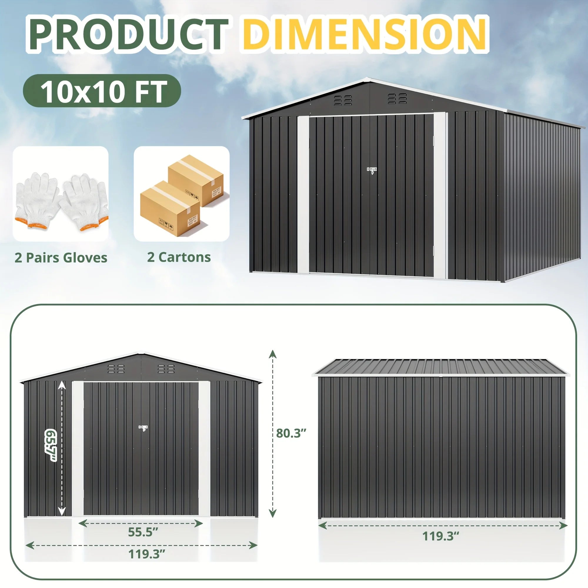 10x10 FT Outdoor Storage Shed
