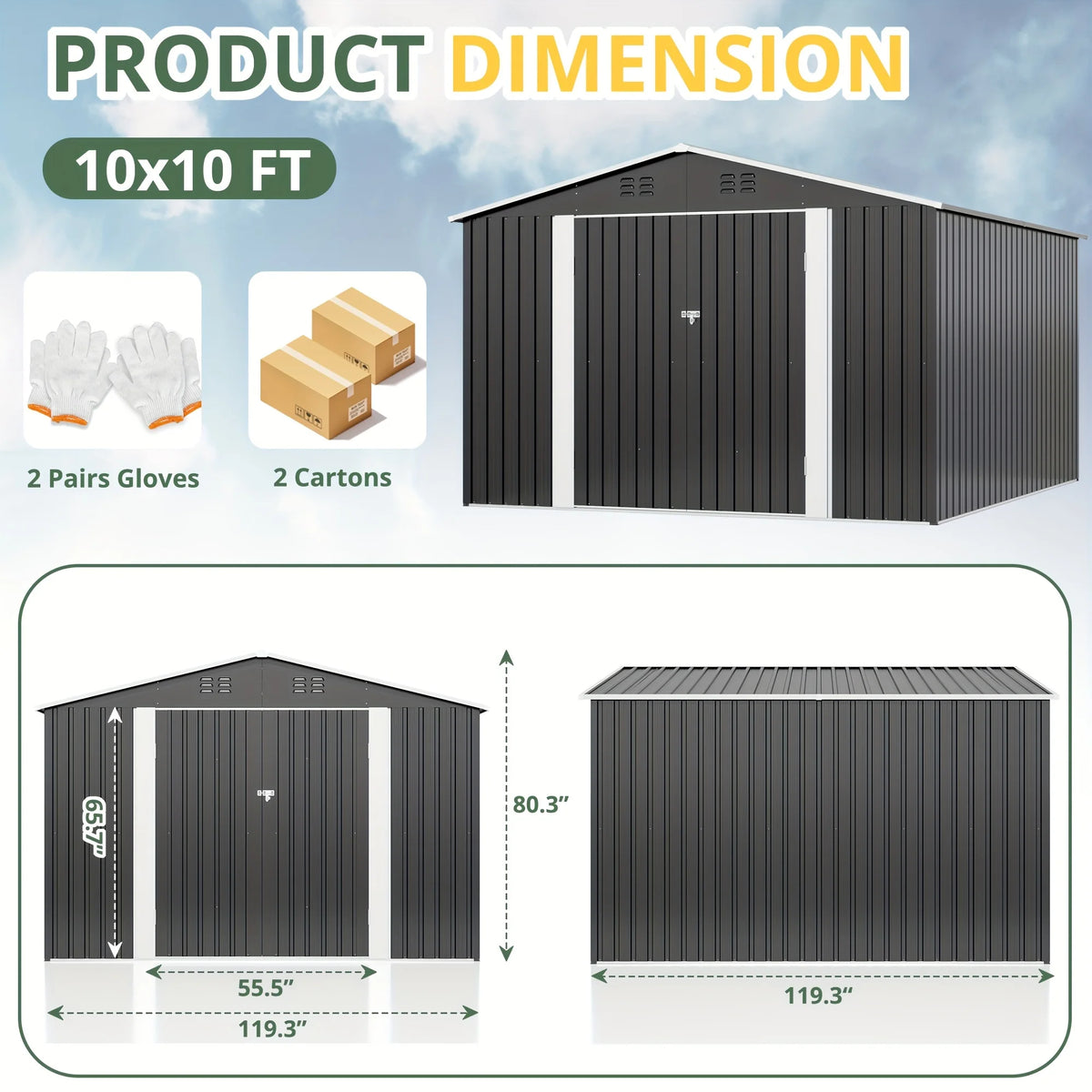 12x18FT  Metal Storage Shed
