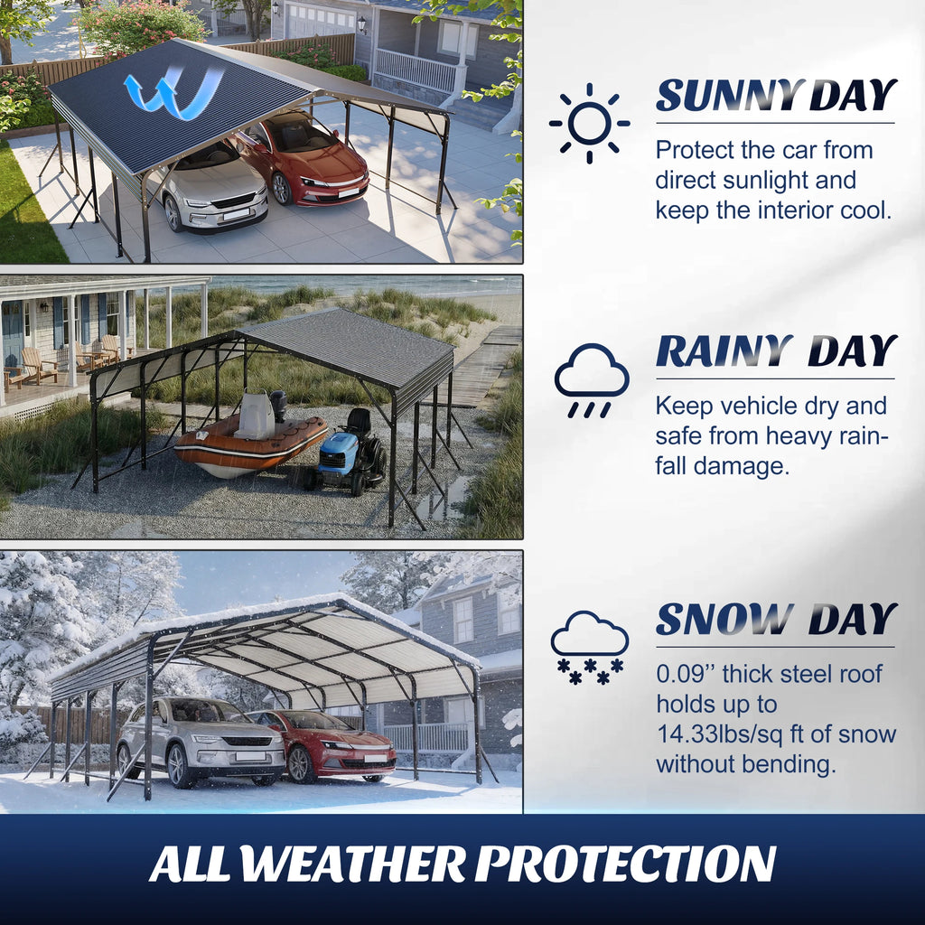20×20 FT Heavy duty Galvanized Steel Carport