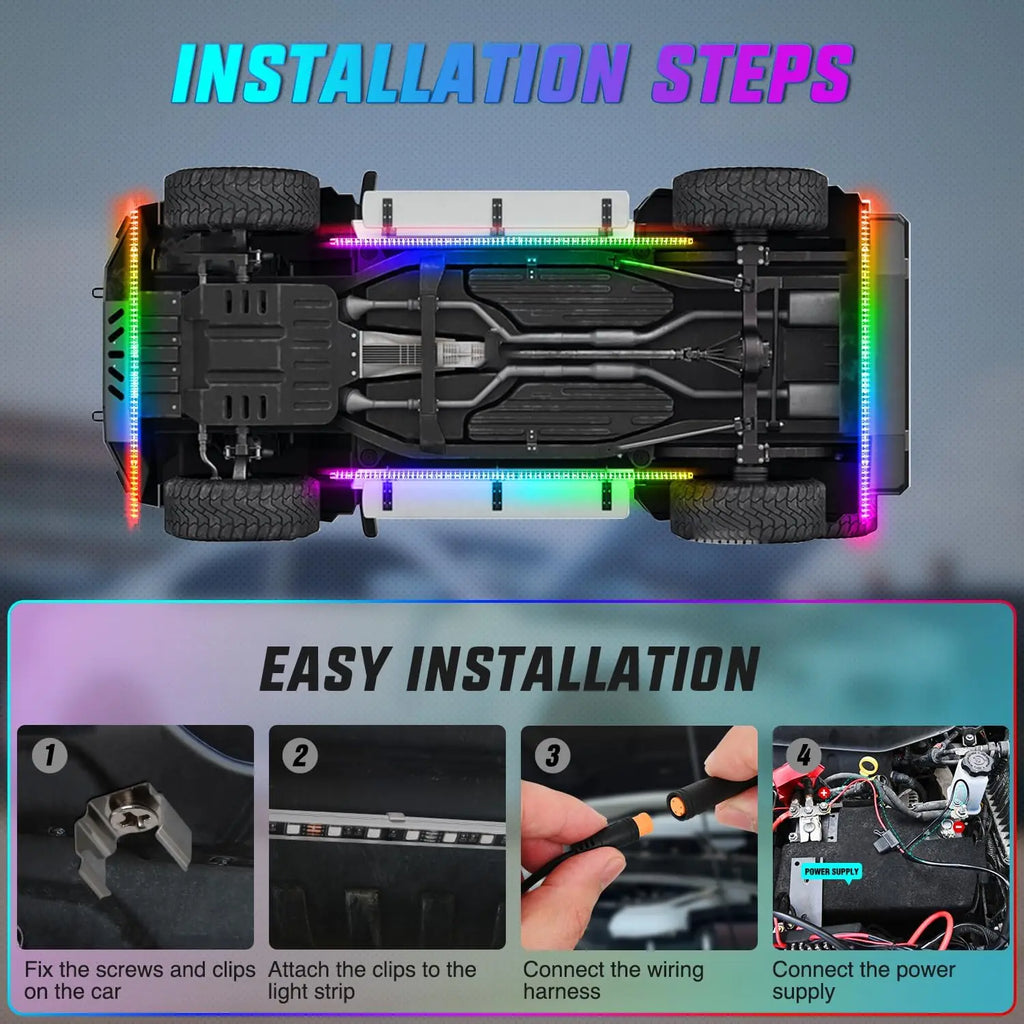 4Pcs  Underglow Neon Accent Strip Lights