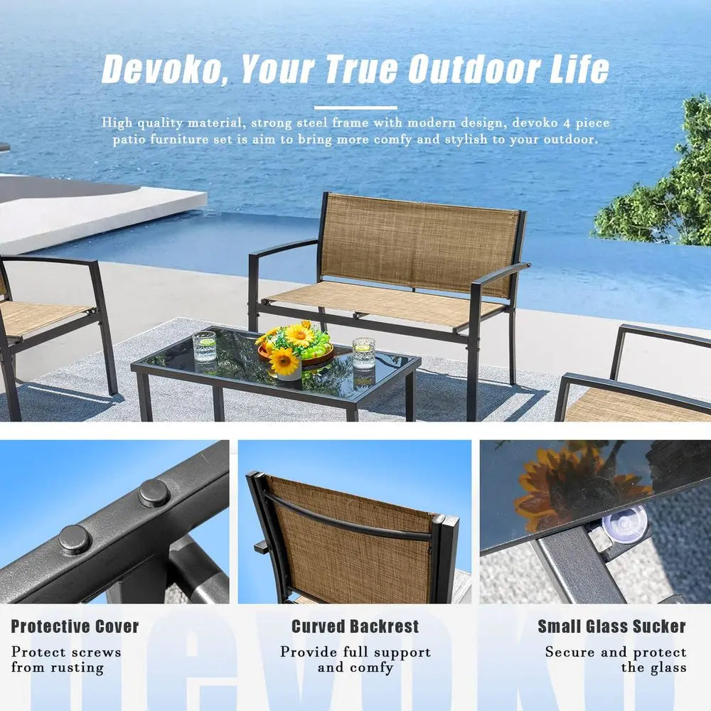 4 Piece Poolside Patio Furniture Set