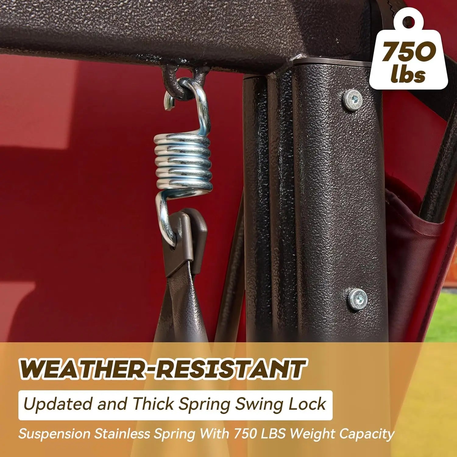 Outdoor Porch Swing with Adjustable Canopy,
