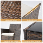 3 Piece Wicker Outdoor Patio Furniture Set