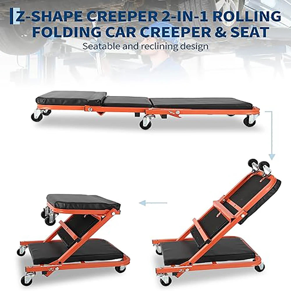 2-in-1 Foldable Garage Creeper Shop Seat