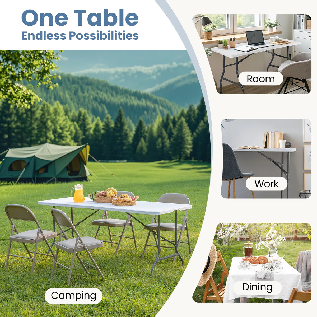 6 or 8 FT Portable Folding Table