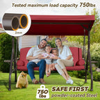 Outdoor Porch Swing with Adjustable Canopy,