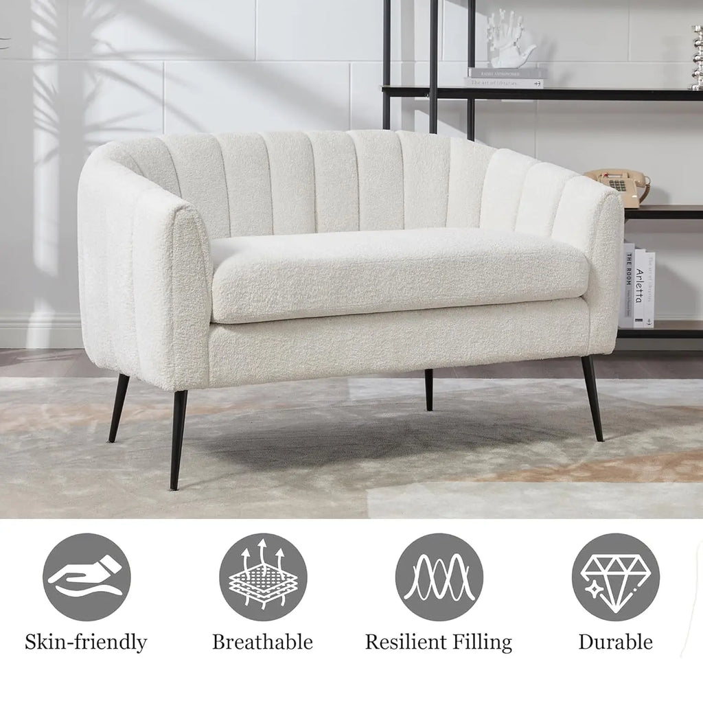 Ivory Chenille Loveseat