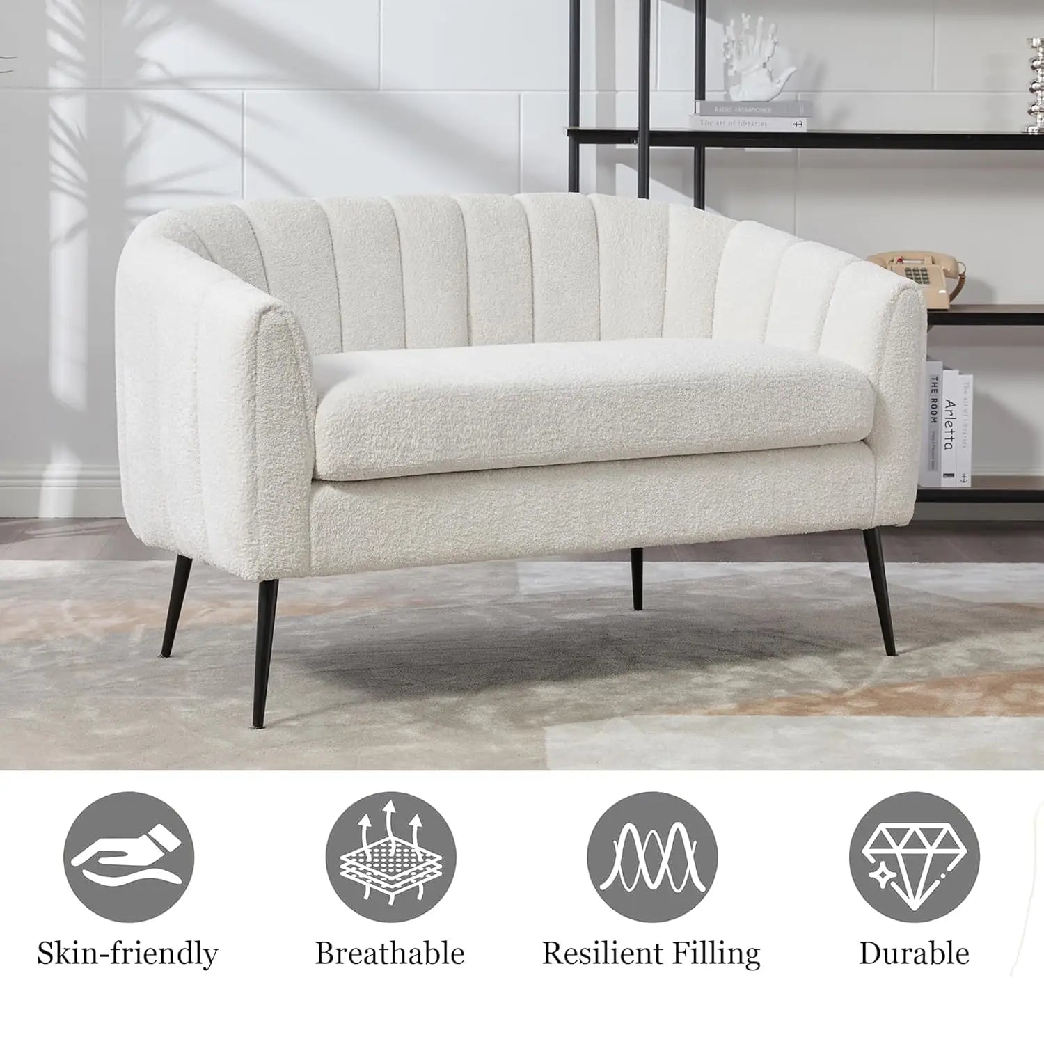 Ivory Chenille Loveseat