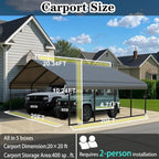 Heavy Duty Metal Carport 20x20 FT